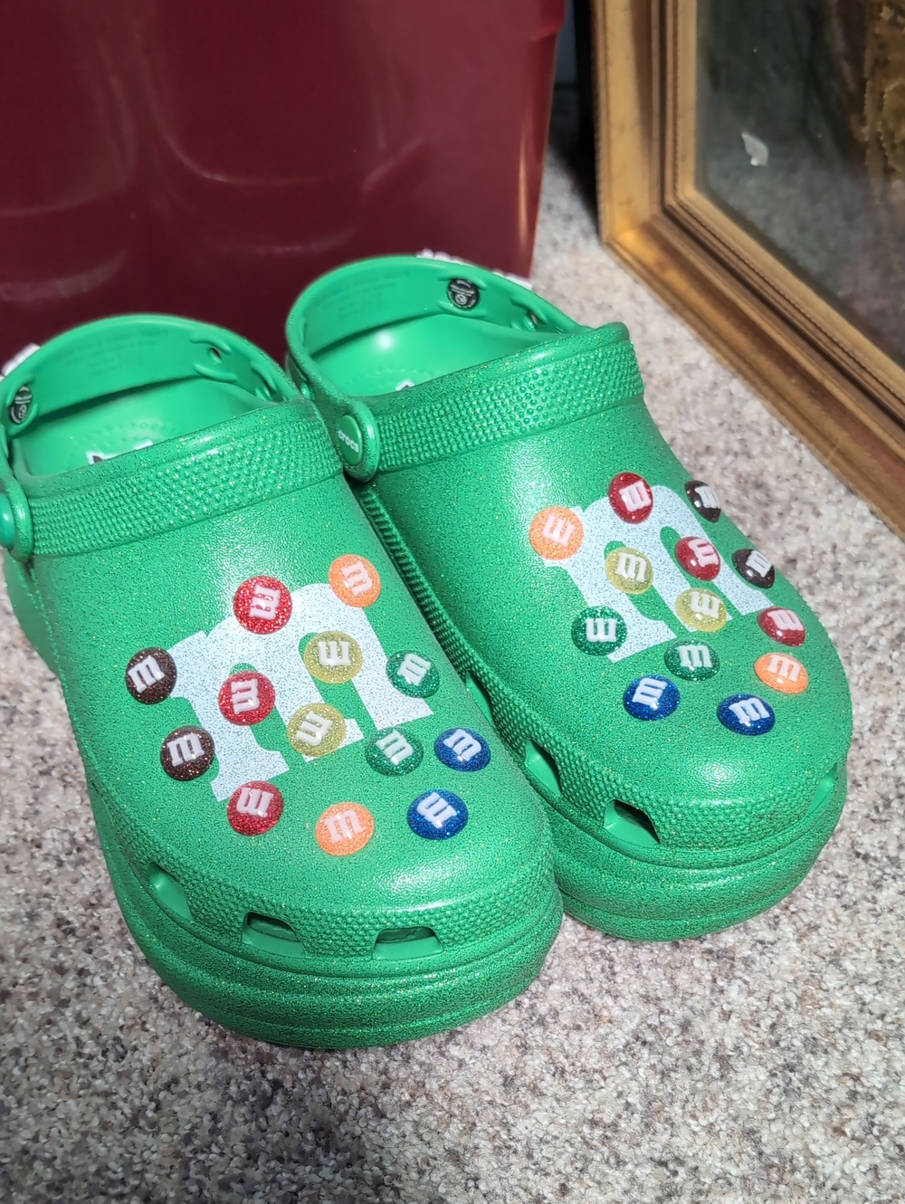 Glitter Green Womens' M&M Platform Clogs